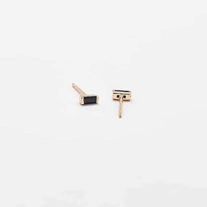 Mini Black Baguette Gold Studs sold by Admiral Row product image thumbnail 3
