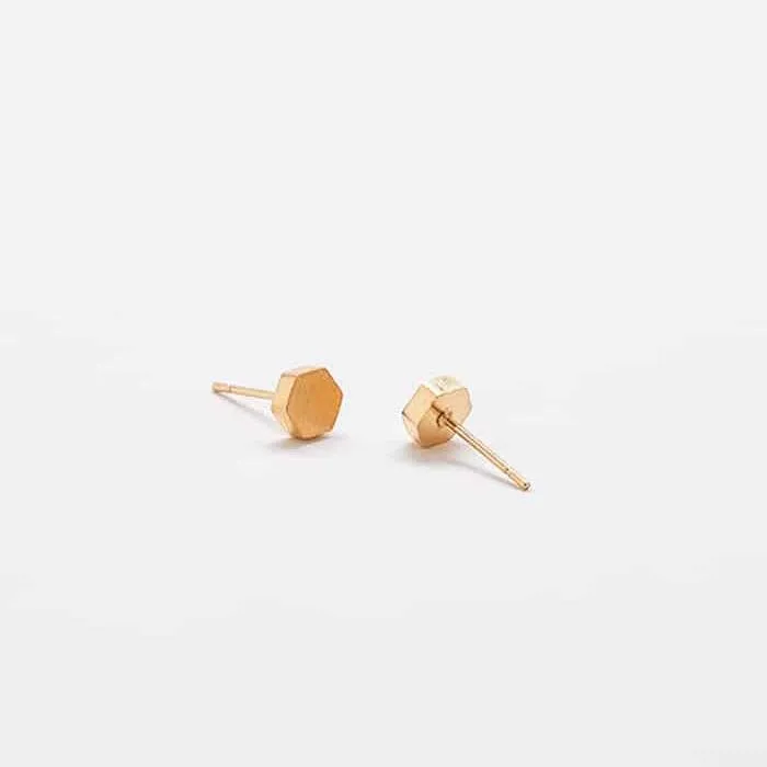 Gold Solid Hexagon Stud Earrings sold by Admiral Row product image thumbnail 3