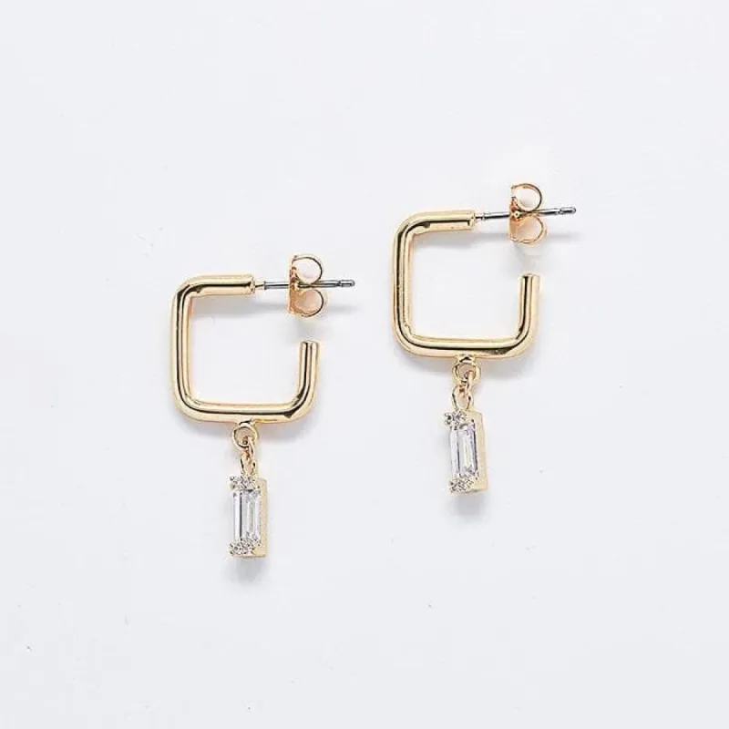 Gold Square Diamond Huggies sold by Admiral Row