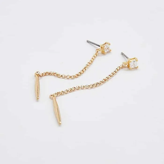 Diamond Gold Spike Drop Earrings sold by Admiral Row