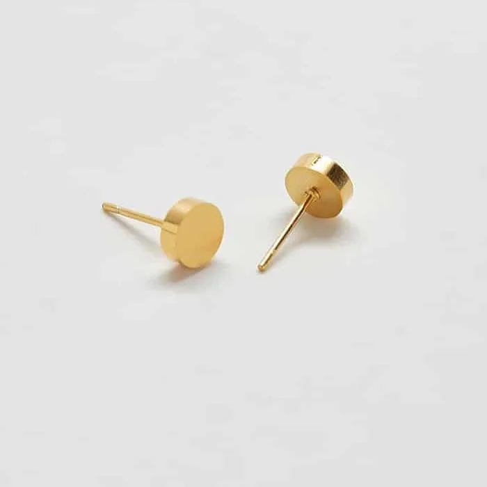 Gold Round Flat Stud Earrings sold by Admiral Row product image thumbnail 3