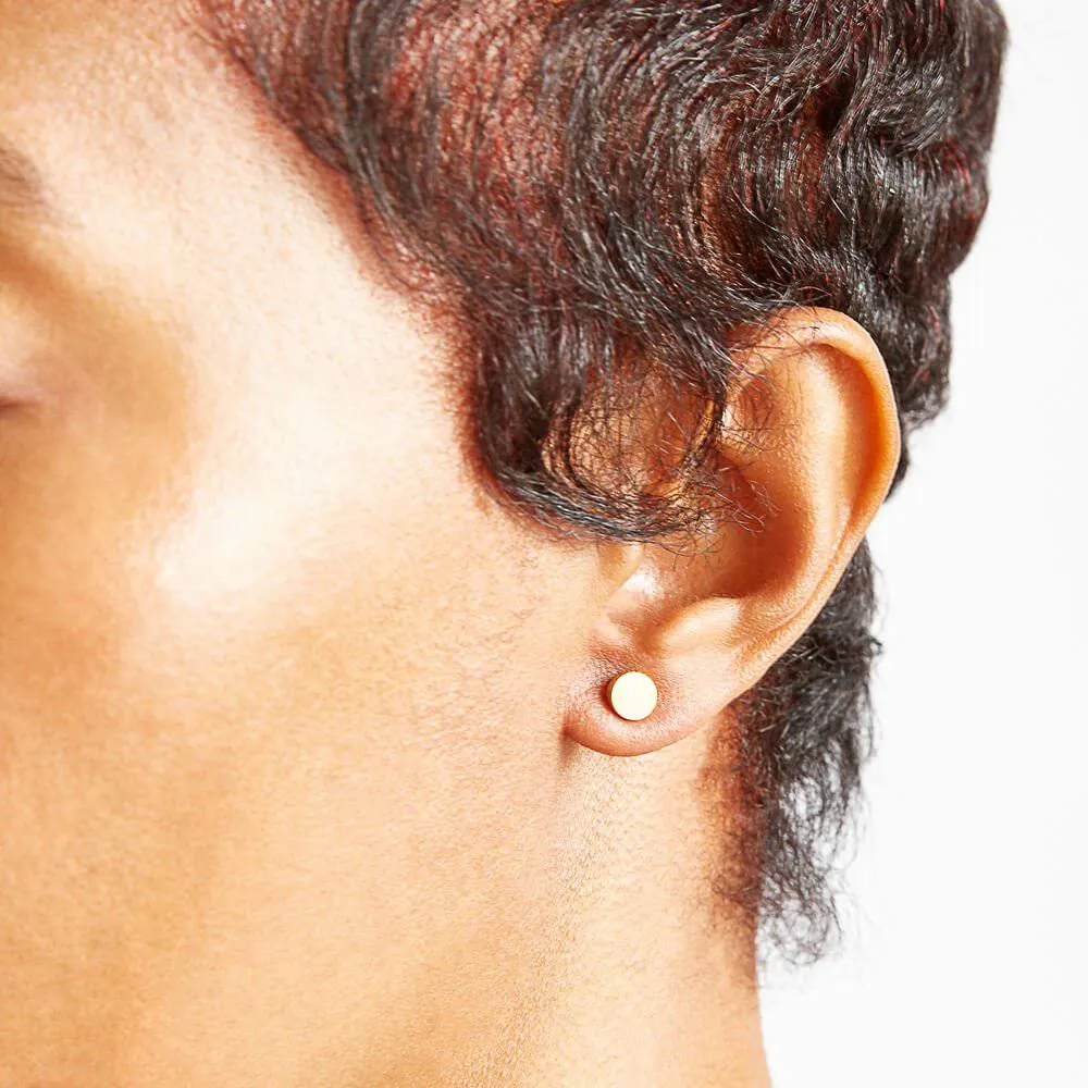 Gold Round Flat Stud Earrings sold by Admiral Row product image thumbnail 2