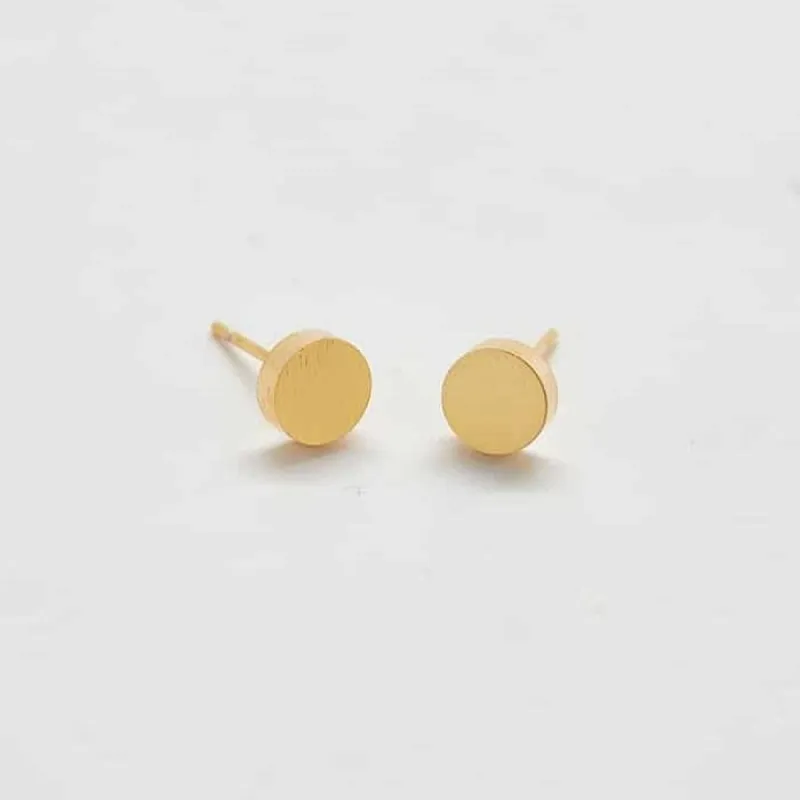 Gold Round Flat Stud Earrings sold by Admiral Row