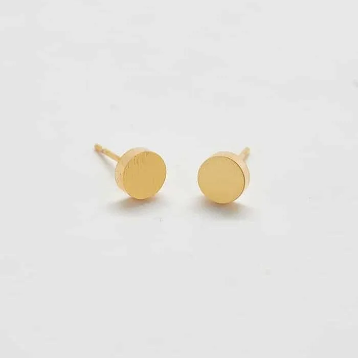 Gold Round Flat Stud Earrings sold by Admiral Row