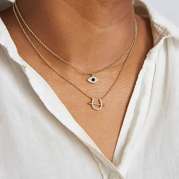 Gold Pave Horseshoe Necklace sold by Admiral Row product image thumbnail 2