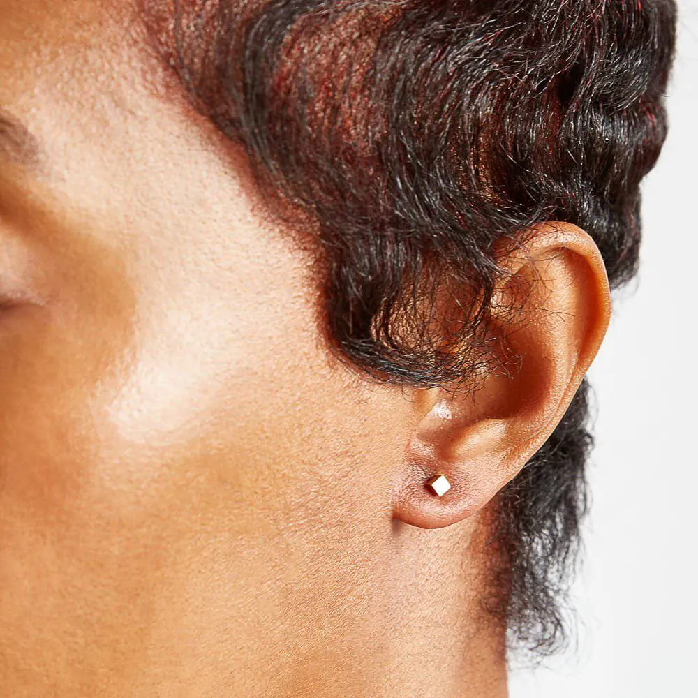Tiny Gold Cube Square Earrings sold by Admiral Row product image thumbnail 2