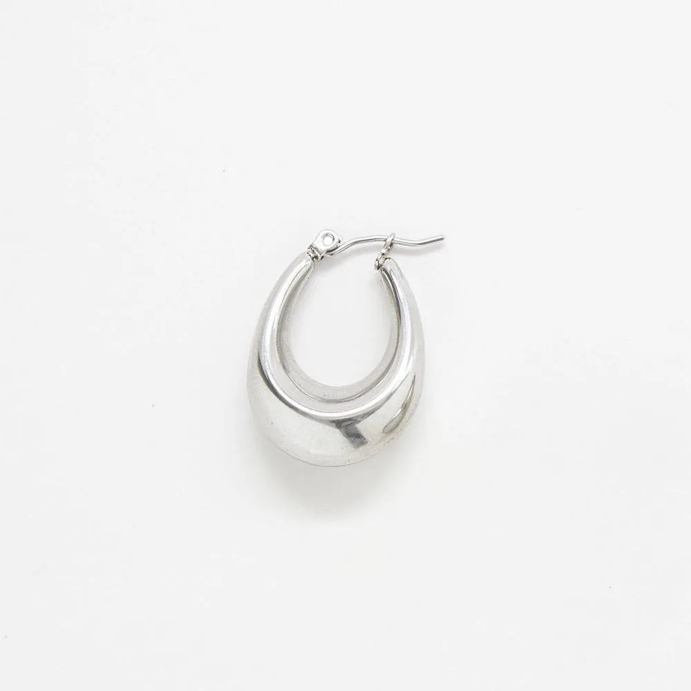 Silver Oval Hoop Earrings sold by Admiral Row product image thumbnail 3
