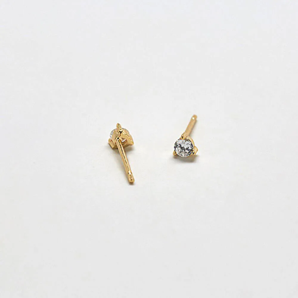 White CZ Round Stud Earrings sold by Admiral Row product image thumbnail 3