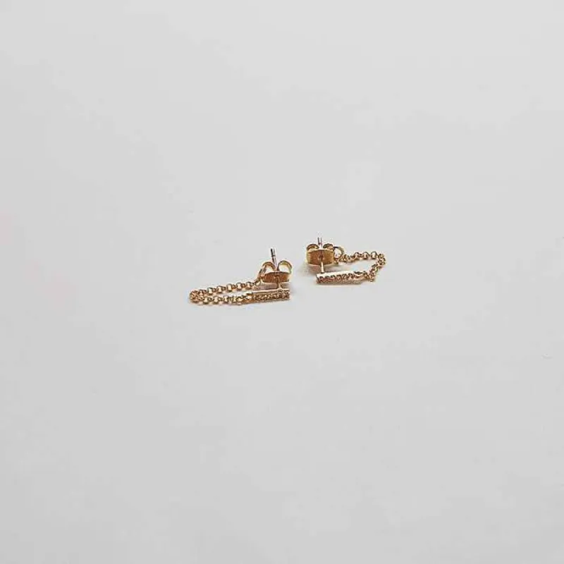 Gold Chain Huggie with Pave Bar Studs sold by Admiral Row