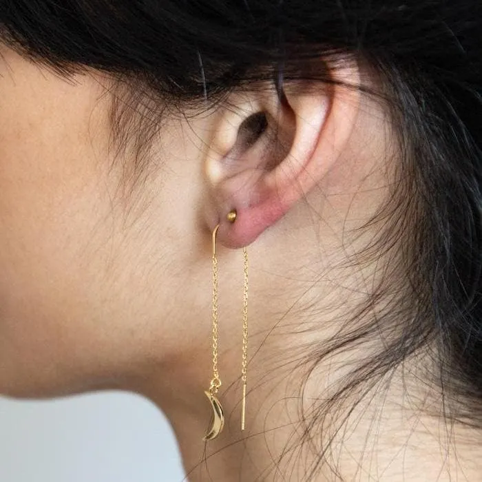 Gold Moon Threader Drop Earrings sold by Admiral Row product image thumbnail 2