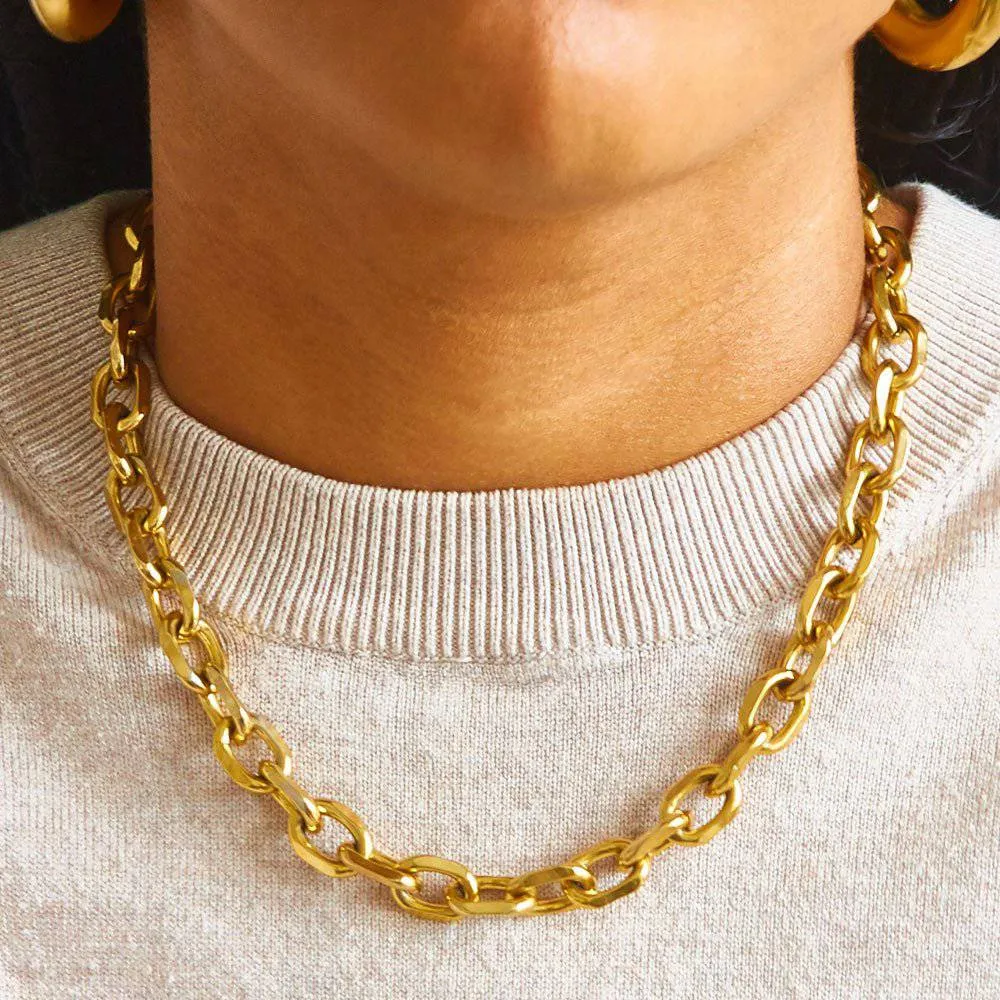 Gold Chunky Cable Chain Necklace sold by Admiral Row product image thumbnail 2