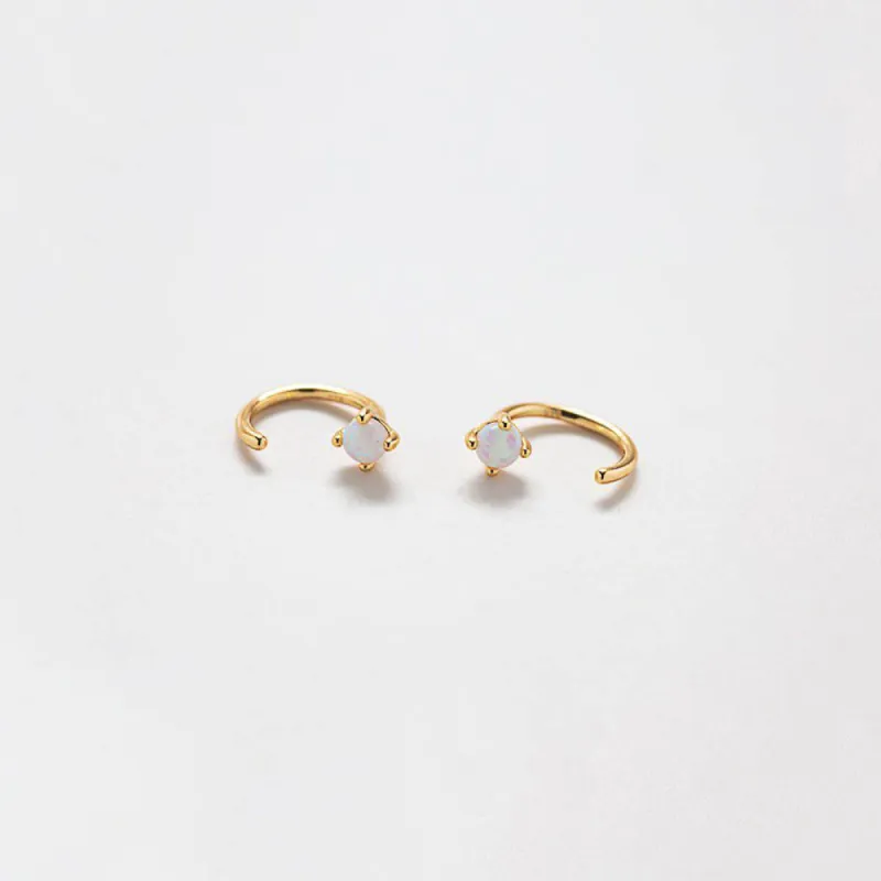 Opal Gold Open Hoop Earrings sold by Admiral Row