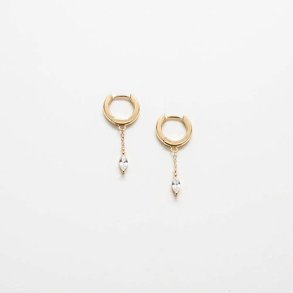 White CZ Short Chain Huggie Earrings sold by Admiral Row