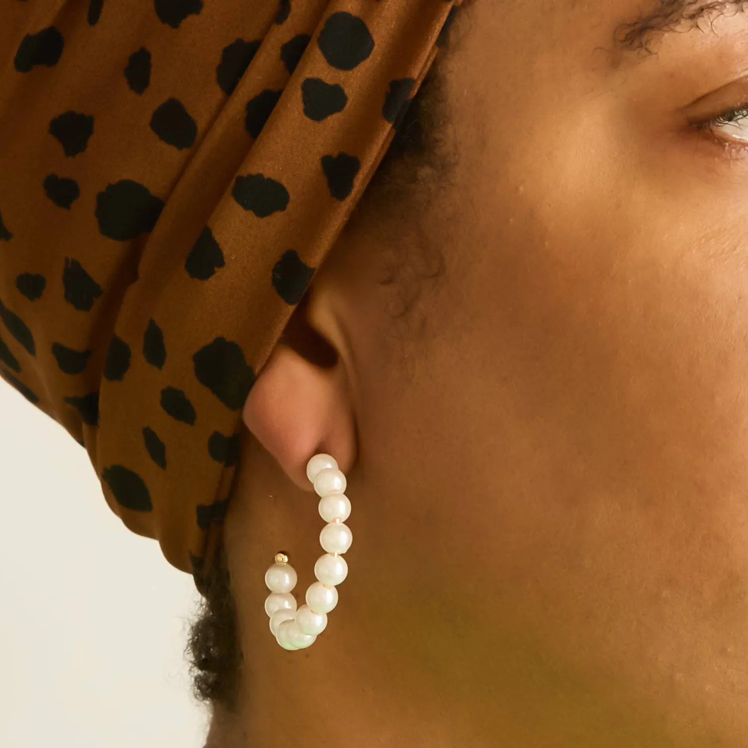 Vintage Pearl Half-Hoop Earrings sold by Admiral Row product image thumbnail 3