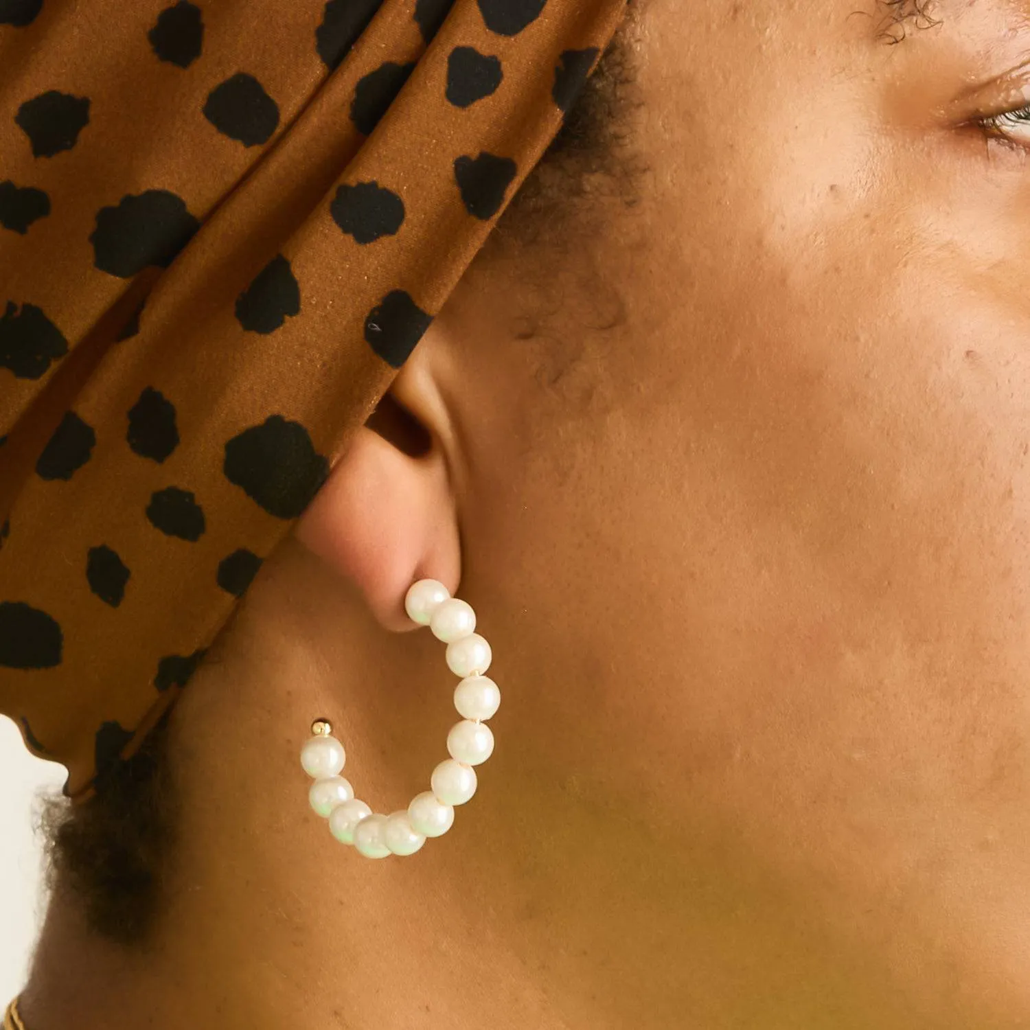 Vintage Pearl Half-Hoop Earrings sold by Admiral Row product image thumbnail 2