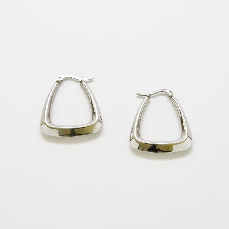 Medium Silver Triangle Hoop Earrings sold by Admiral Row