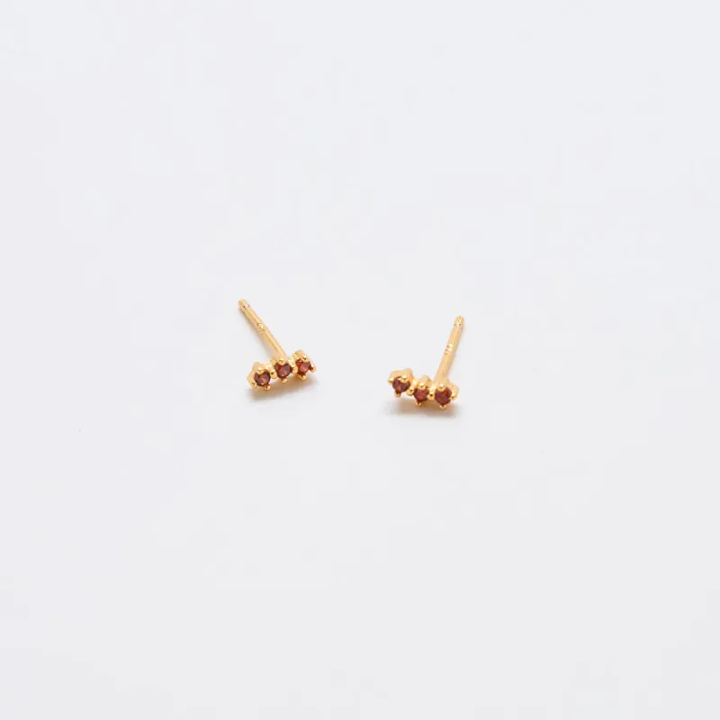 Red Garnet Gold Bar Earrings sold by Admiral Row
