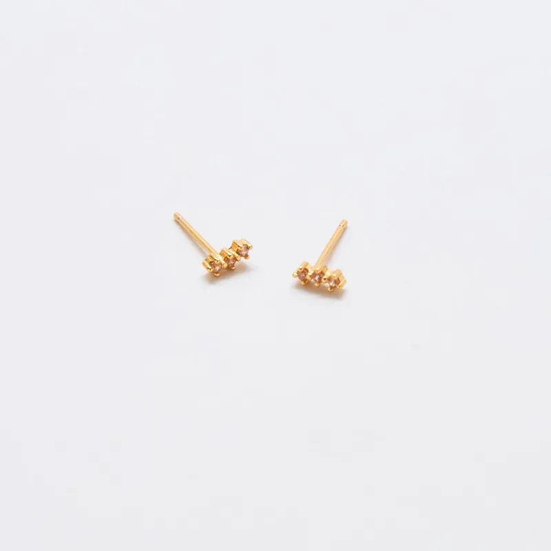 Champagne CZ Gold Bar Earrings sold by Admiral Row