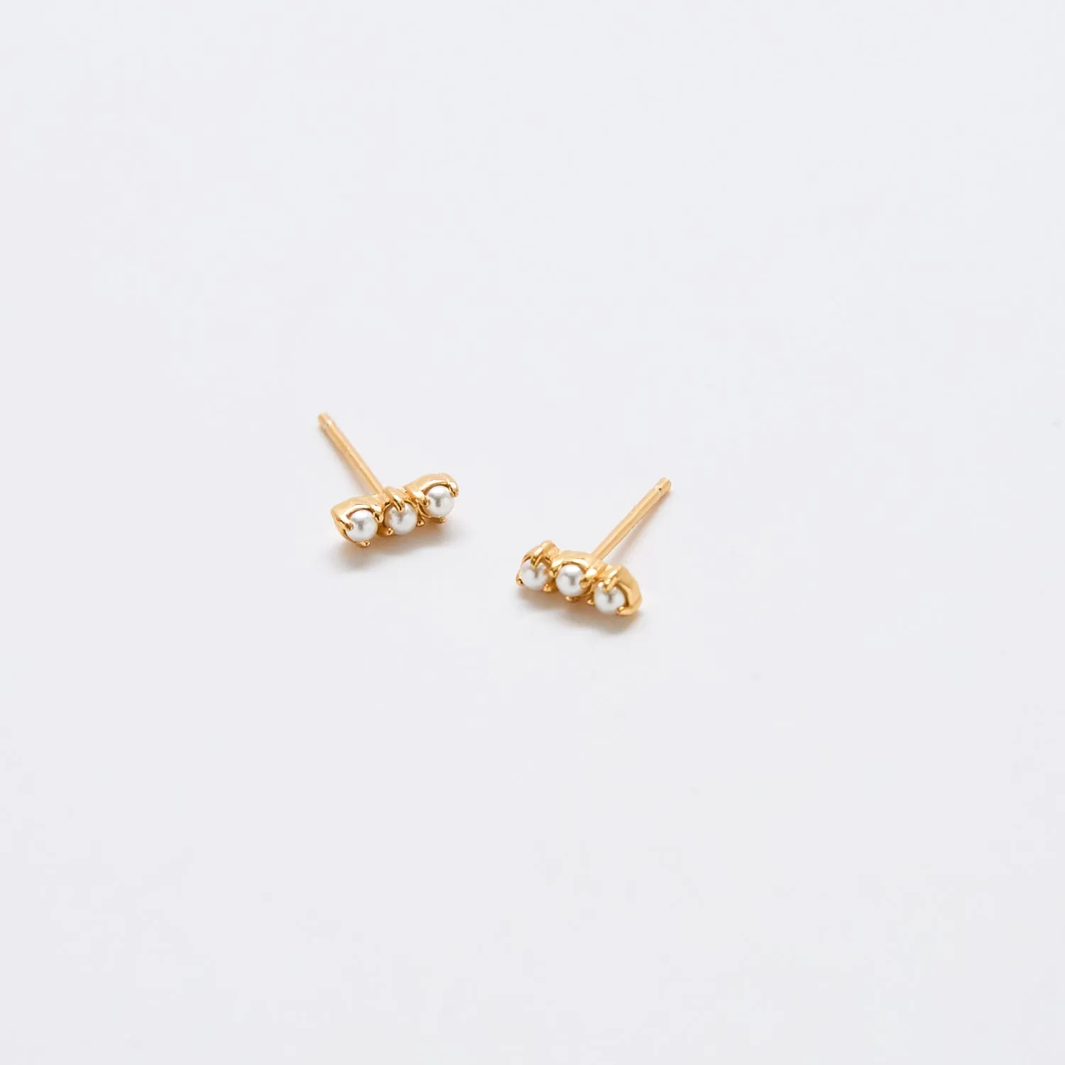 Gold Pearl Bar Earrings sold by Admiral Row