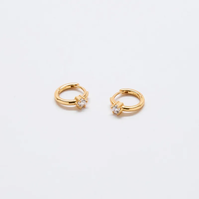 White CZ Mini Huggie Hoop Earrings sold by Admiral Row