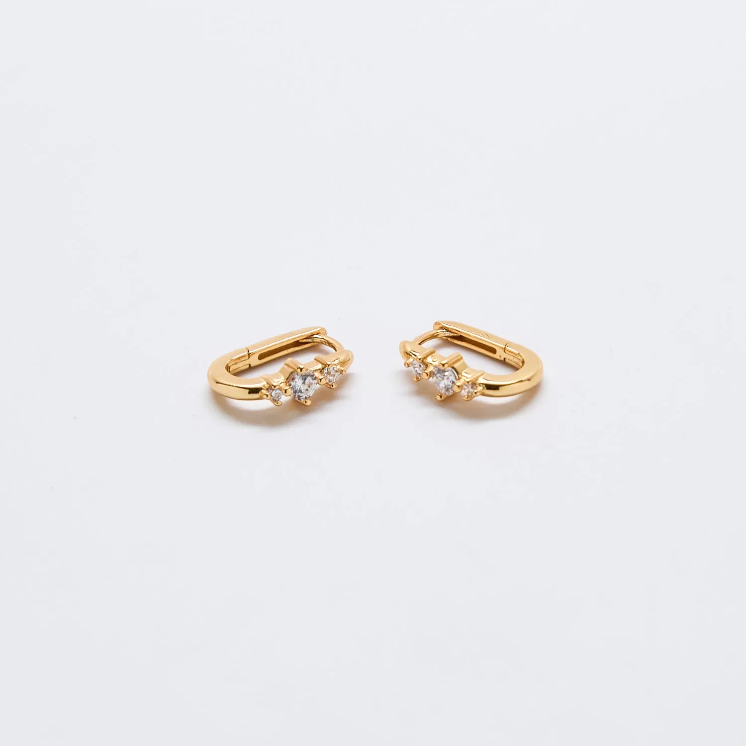 White CZ Square Huggie Earrings sold by Admiral Row