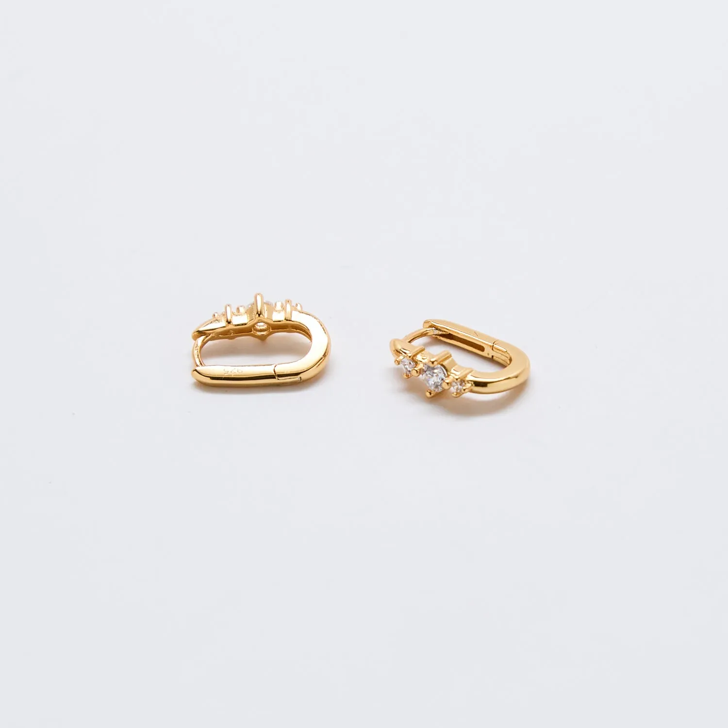 White CZ Square Huggie Earrings sold by Admiral Row product image thumbnail 2