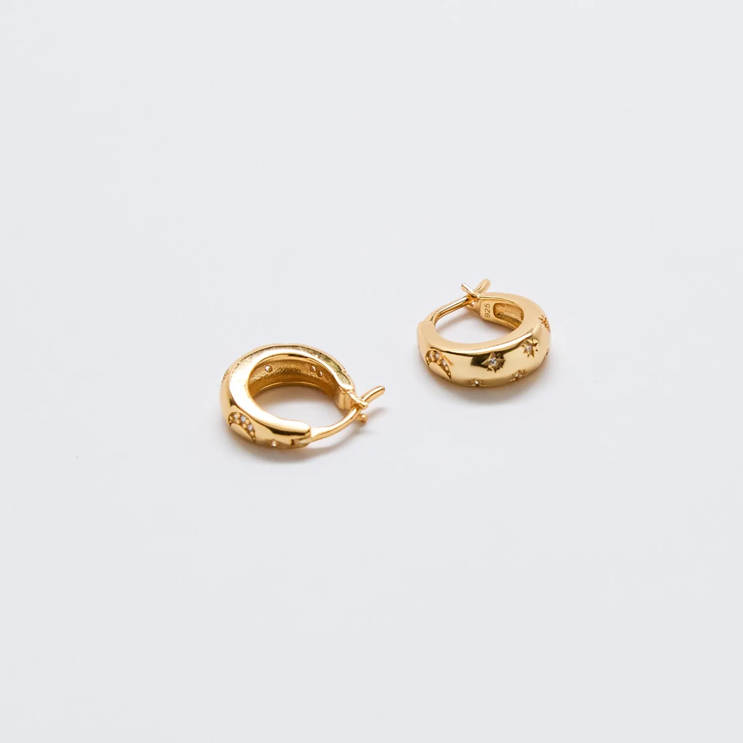 Moon & Star Gold Hoop Earrings sold by Admiral Row