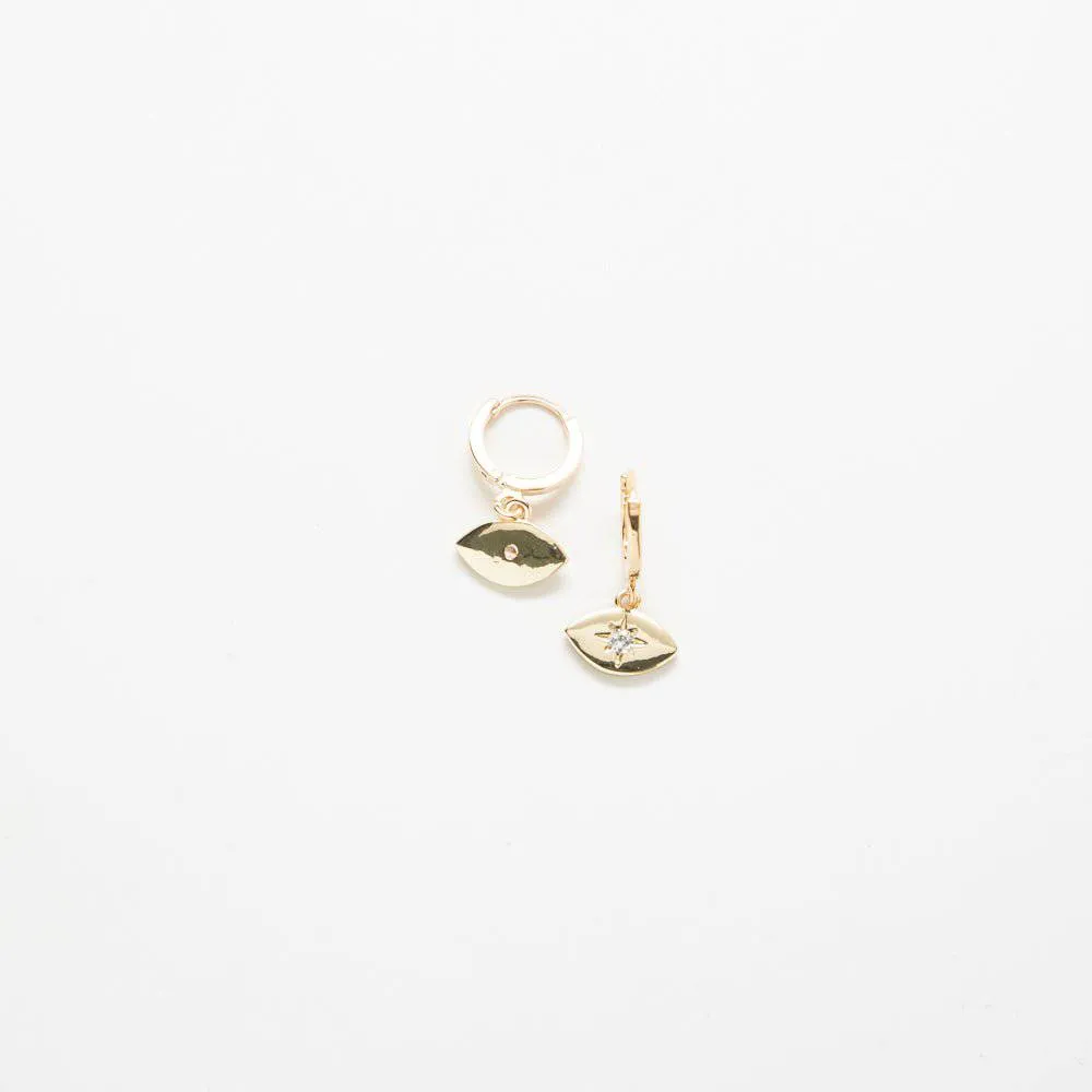 CZ Gold Eye Huggie Earrings sold by Admiral Row product image thumbnail 3