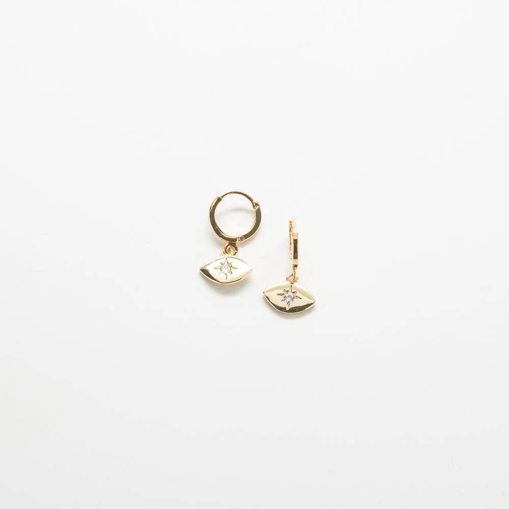 CZ Gold Eye Huggie Earrings sold by Admiral Row