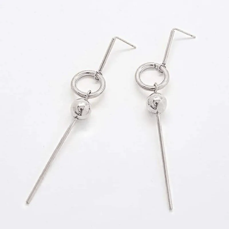 Silver Geometric Circle Drop Earrings sold by Admiral Row
