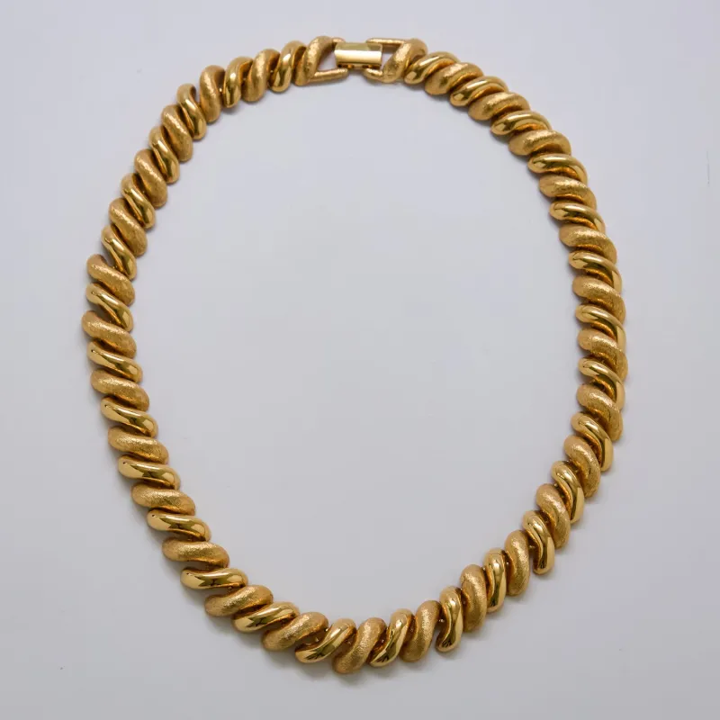 Vintage Napier Brushed Gold Dome Statement Necklace sold by Admiral Row