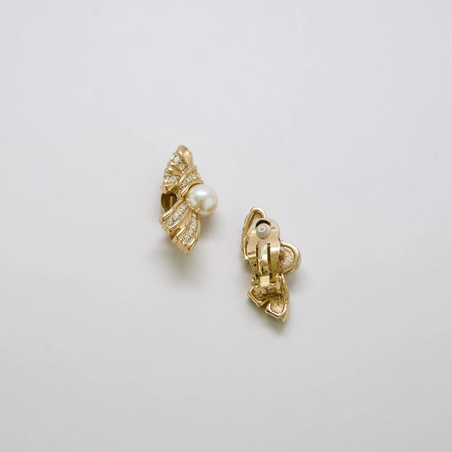 Vintage Swarovski Pearl Bow Earrings sold by Admiral Row product image thumbnail 2