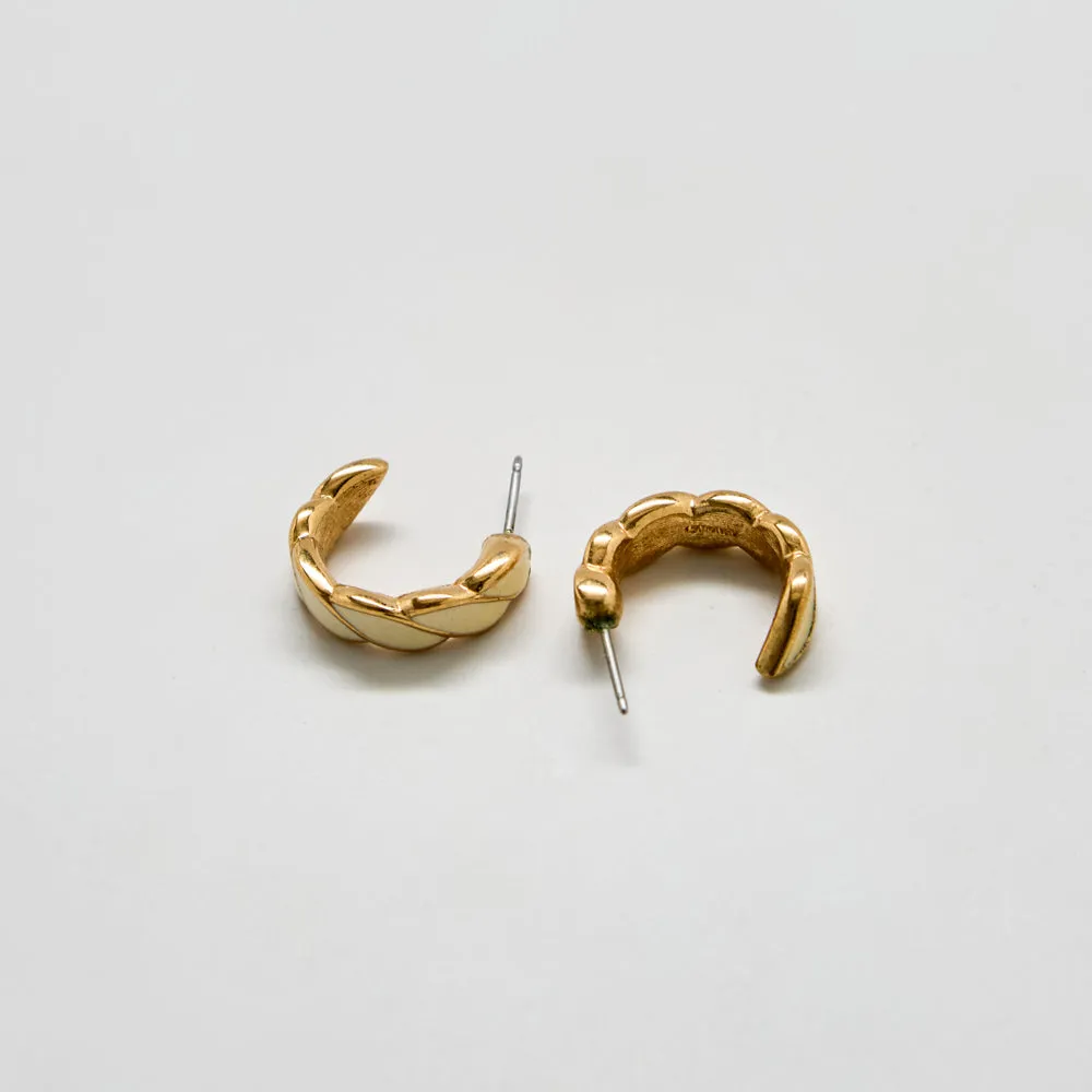 Vintage Monet Gold & Cream Braided Hoop Earrings sold by Admiral Row product image thumbnail 2