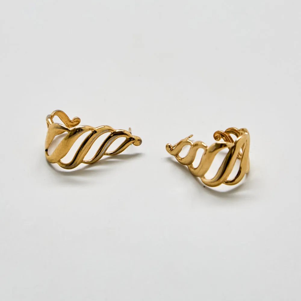 Vintage Monet Sculptural Ribbon Hoop Earrings sold by Admiral Row