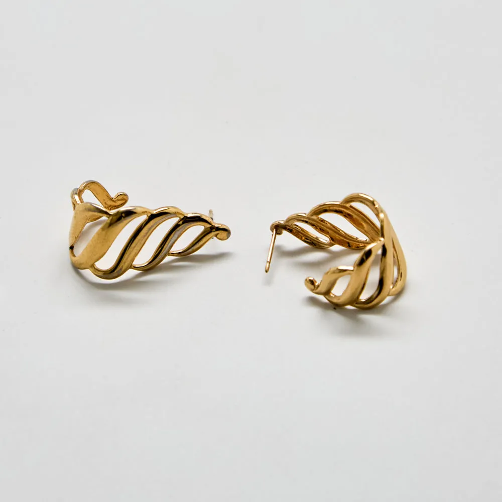 Vintage Monet Sculptural Ribbon Hoop Earrings sold by Admiral Row product image thumbnail 2