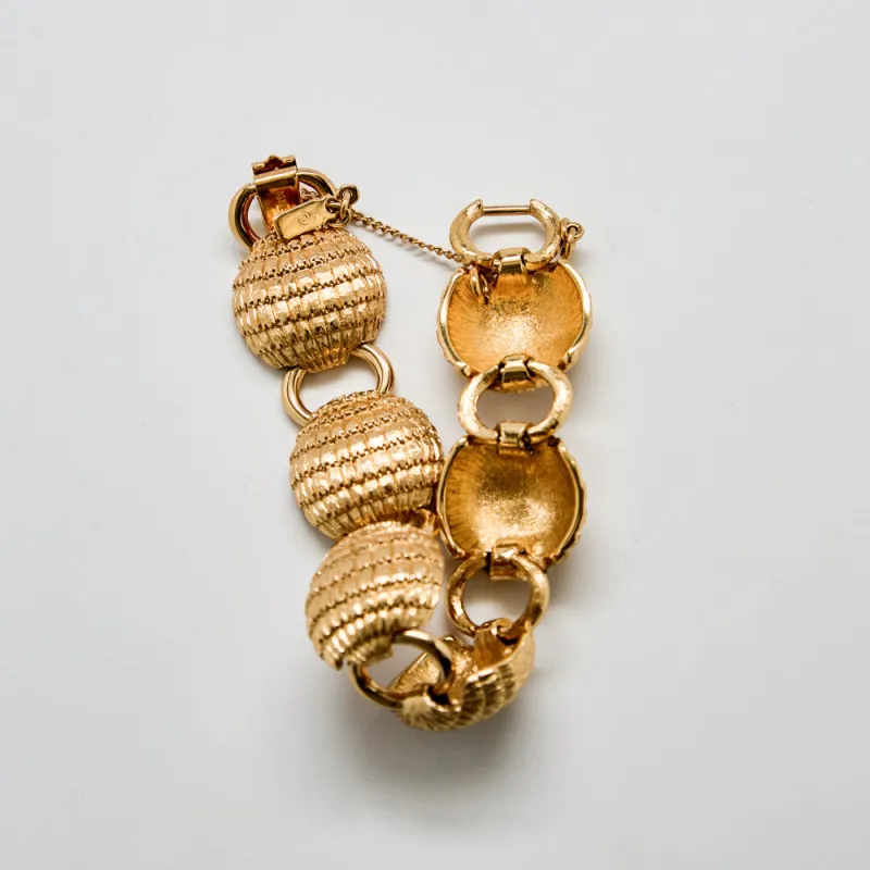 Vintage Monet Domed Link Bracelet with Safety Chain sold by Admiral Row