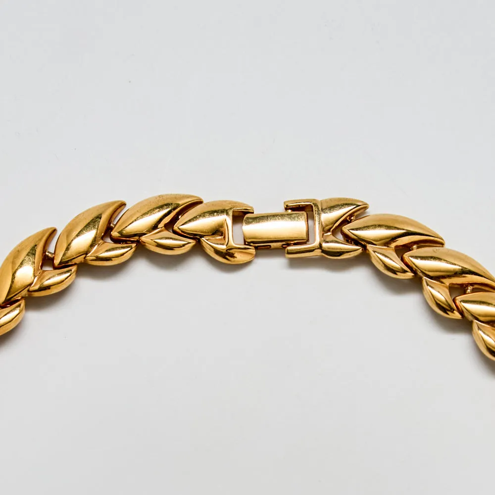 Vintage Gold Dome Leaf Link Statement Chain Necklace sold by Admiral Row product image thumbnail 2