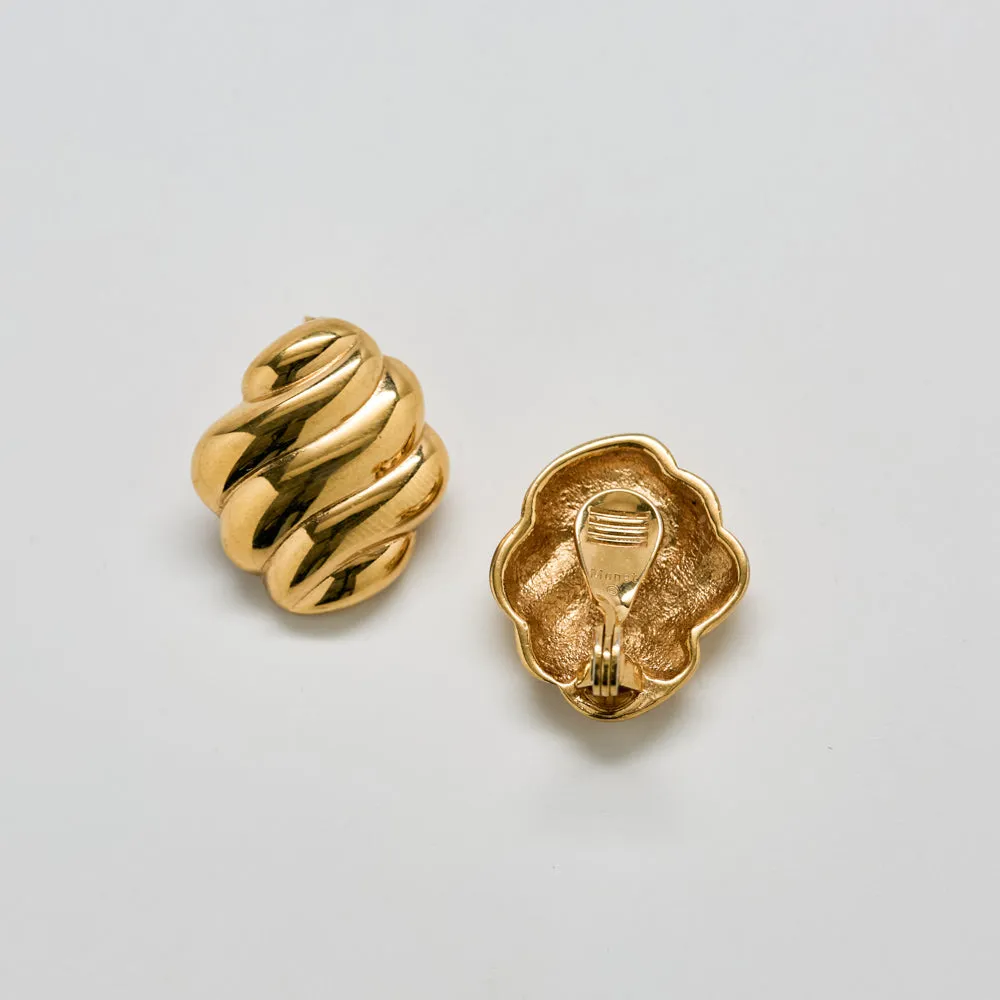 Vintage Monet Gold Twisted Dome Clip-On Earrings sold by Admiral Row product image thumbnail 2