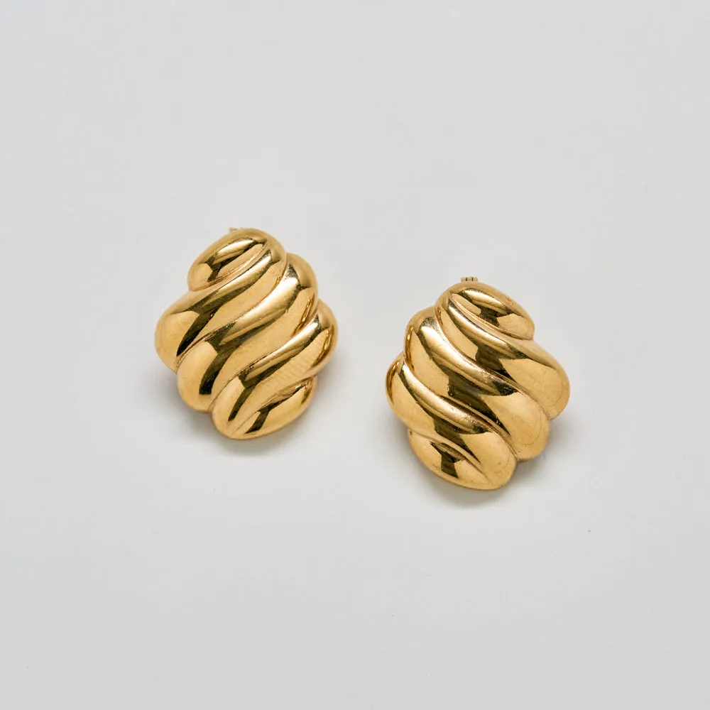Vintage Monet Gold Twisted Dome Clip-On Earrings sold by Admiral Row