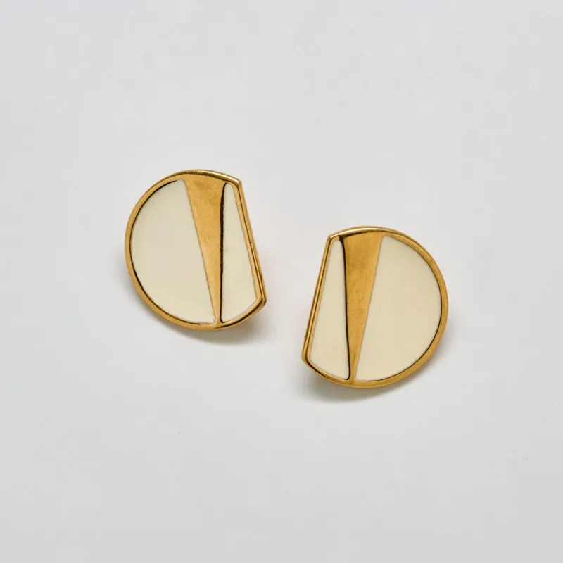 Vintage Monet Geometric Half-Circle Earrings sold by Admiral Row