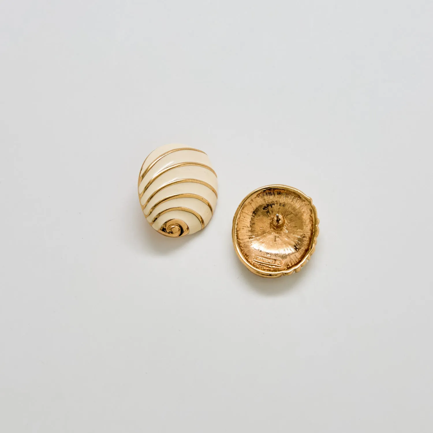 Vintage Napier Swirl Cream & Gold Earrings sold by Admiral Row product image thumbnail 2