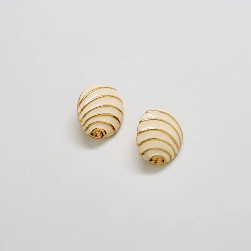 Vintage Napier Swirl Cream & Gold Earrings sold by Admiral Row