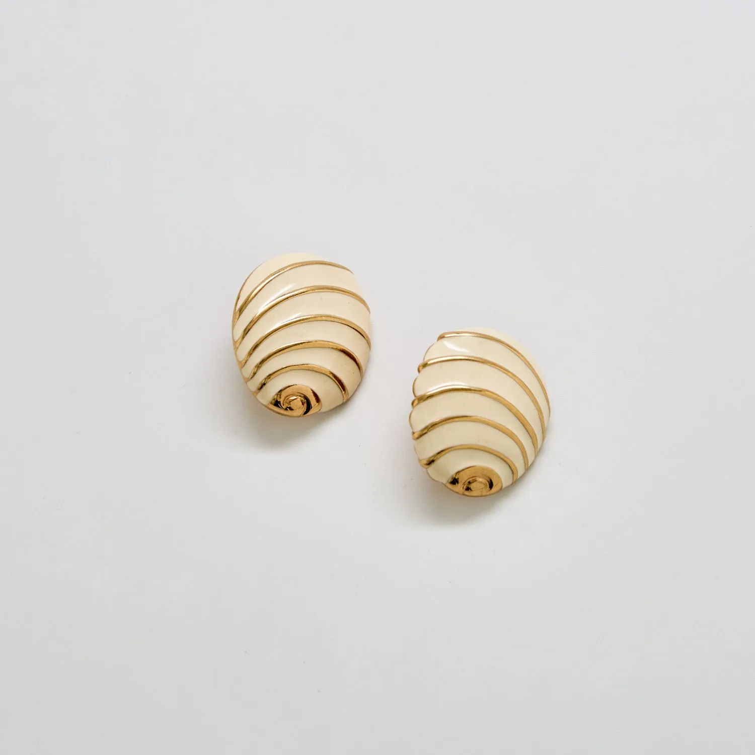 Vintage Napier Swirl Cream & Gold Earrings sold by Admiral Row