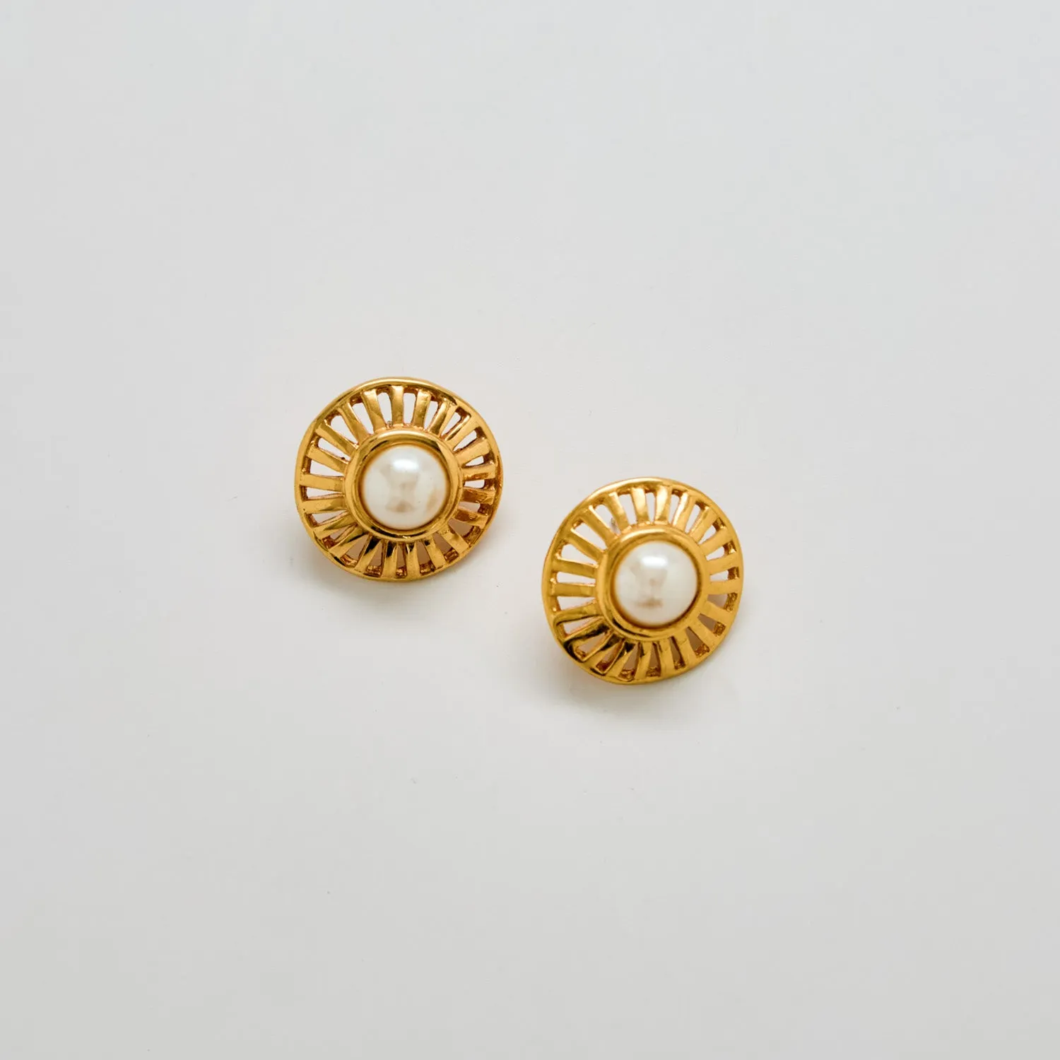 Vintage Pearl Sunburst Earrings sold by Admiral Row