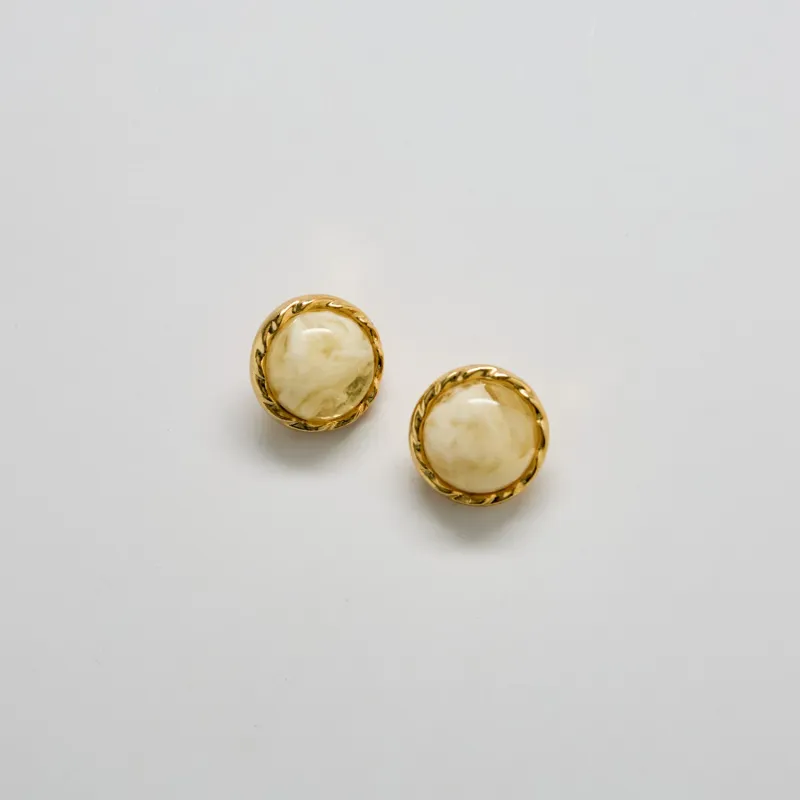 Vintage Marbled Cream Earrings sold by Admiral Row
