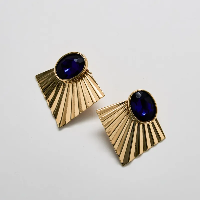 Vintage Sapphire Fan Earrings sold by Admiral Row