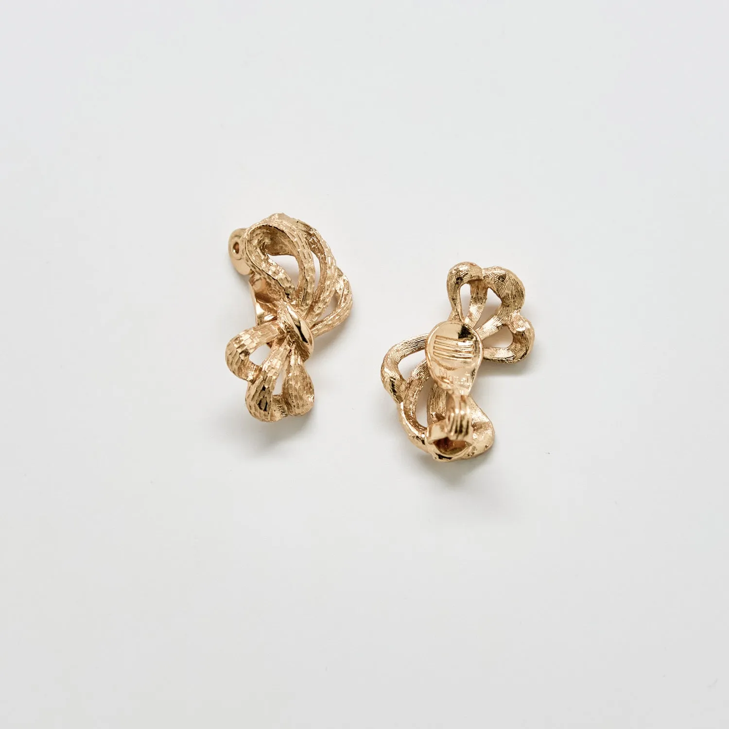 Vintage Monet Gold Bow Clip-On Earrings sold by Admiral Row product image thumbnail 2