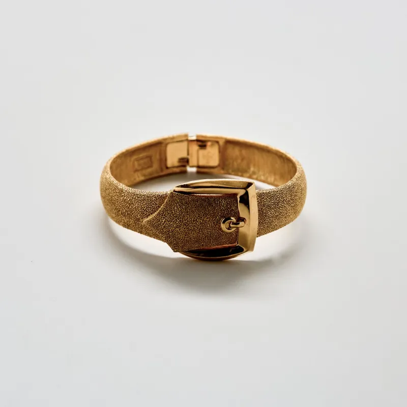 Vintage Trifari Gold Hinged Bracelet sold by Admiral Row