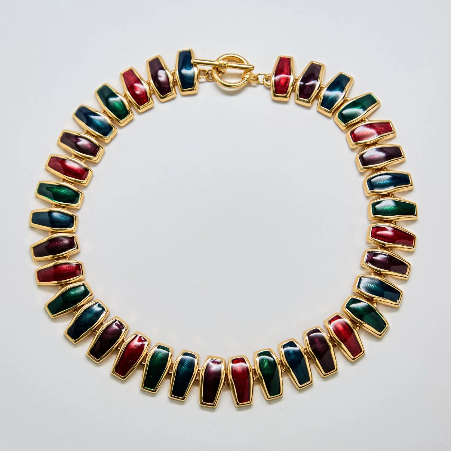 Vintage Jewel-Tone Link Statement Necklace sold by Admiral Row