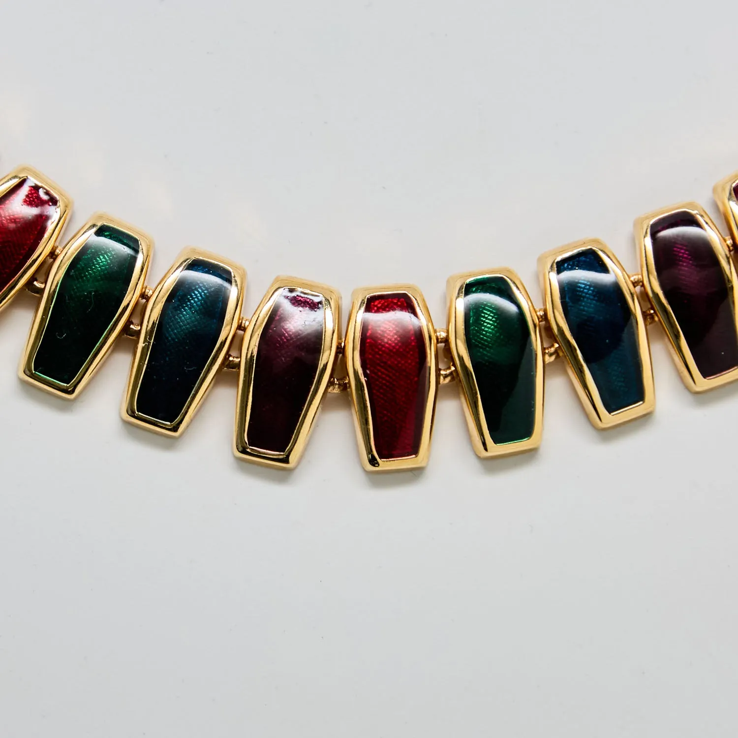 Vintage Jewel-Tone Link Statement Necklace sold by Admiral Row product image thumbnail 2